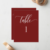 バーガンディーレッドモダンミニマリスト表番号 ノートカード (正面/裏面インサイチュ)