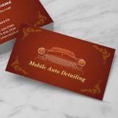 バーガンディーレッドレトロオートディテアリング名刺 名刺