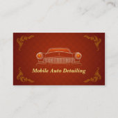バーガンディーレッドレトロオートディテアリング名刺 名刺 (正面)