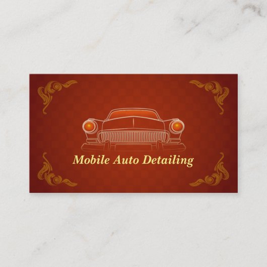 バーガンディーレッドレトロオートディテアリング名刺 名刺 (正面)