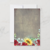 バーガンディーレッドローズアンドサンフラワーズ秋の結婚式RSVP 出欠カード (裏面)