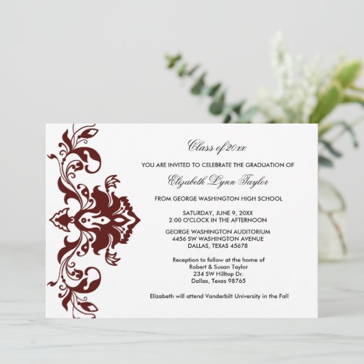 バーガンディーレッド卒業発表バーガンディーレッド 招待状 (スタンド正面)