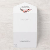 バーガンディーレッド赤面ピンクフローラジオメト結婚リ オールインワン招待状 (外側)