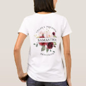 バーガンディーレッド赤面ピンクフローラ花嫁 Tシャツ (裏面)