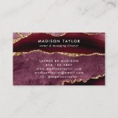 バーガンディーレッド金ゴールドグリッターマーブルアガテモノグラム 名刺 (裏面)