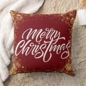 バーガンディーレッド金ゴールドシンプルメリークリスマス クッション (ブランケット)