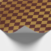 バーガンディーレッド金ゴールドジオメトリチェスボードダイヤモンドカット ラッピングペーパー (角)