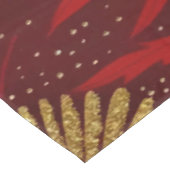 バーガンディーレッド金ゴールドバードフラワーズグリッター テーブルクロス (アングル)