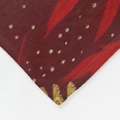 バーガンディーレッド金ゴールドバードフラワーズグリッター フリースブランケット (角)