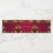 バーガンディーレッド金ゴールドフラワーズホリデー ペットボトルラベル (シングルラベル)