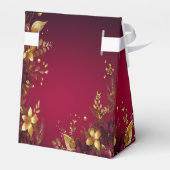 バーガンディーレッド金ゴールドフラワーホリデーギフトボックス フェイバーボックス (裏面サイド)