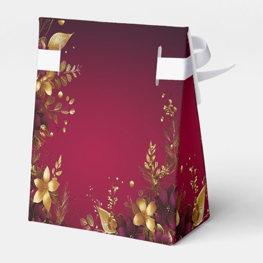 バーガンディーレッド金ゴールドフラワーホリデーギフトボックス フェイバーボックス (裏面サイド)