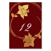 バーガンディーレッド金ゴールドリース垂直テーブル番号 テーブルナンバー (正面)