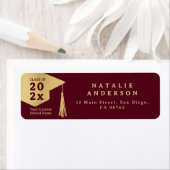 バーガンディーレッド金ゴールド大学院ハット差出人住所 ラベル (インサイチュ)