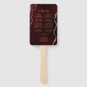 バーガンディーレッド金ゴールド瑪瑙スクリプト結婚式 プログラム ハンドファン (裏面)