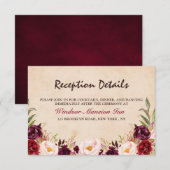 バーガンディーレッド フラワー ラスティック ボヘミアンレセプション 招待状 (正面/裏面)