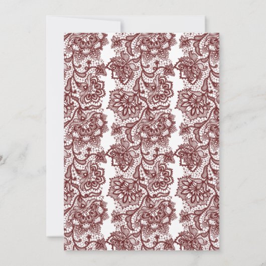 バーガンディーレースエレガントビンテージ結婚式 招待状 (裏面)