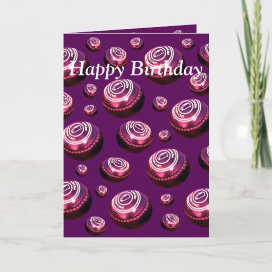 バーガンディーローンボウル絵を描油、誕生日カード カード (正面)