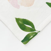 バーガンディーワインとピンクウォーターのカラーフローラ フリースブランケット (角)