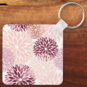 バーガンディーワインとピンクウォーター色フローラモノグラム キーホルダー (裏面)