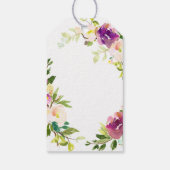 バーガンディーワインピンクの水色フローラギフトラベル ギフトタグ (裏面)
