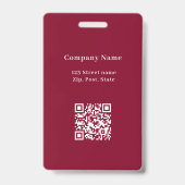 バーガンディー写真名QRコードビジネスロゴ バッジ (裏面)