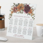 バーガンディー焼けオレンジ結婚色フローラの座席表 台座サイン (インサイチュ)