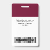 バーガンディー社員名 ビジネス ロゴ スタッフ タグ バッジ (裏面)