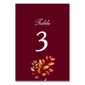 バーガンディー秋の結婚式 テーブルナンバー (裏面)