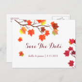 バーガンディー秋の結婚式 Save The Date カード (正面/裏面)