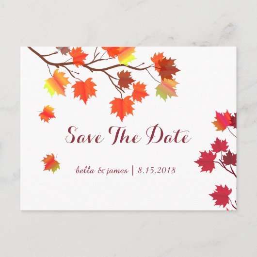 バーガンディー秋の結婚式 Save The Date カード (正面)