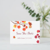 バーガンディー秋の結婚式 Save The Date カード (スタンド正面)