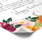 バーガンディー秋の花リングハント ブライダルシャワーゲーム ポスター (角)