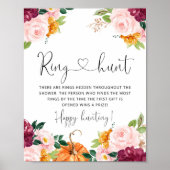 バーガンディー秋の花リングハント ブライダルシャワーゲーム ポスター (正面)