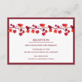 バーガンディー秋の落ち葉 ウェディングレセプションカード エンクロージャーカード