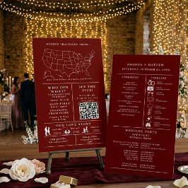 バーガンディー色の結婚式インフォグラフィックプログラム