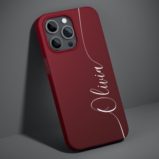 バーガンディー輝きエレガントカリグラフィースクリプト名 Case-Mate iPhoneケース
