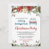 バーガンディー醜いセータークリスマス招待状 招待状 (正面)