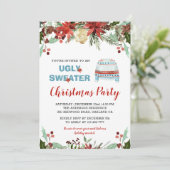 バーガンディー醜いセータークリスマス招待状 招待状 (スタンド正面)