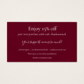 バーガンディー お買い物感謝割引カード (裏面)