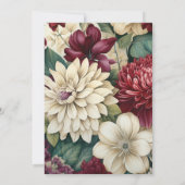 バーガンディー、アイボリー、フォレストグリーンの花の結婚式 招待状 (裏面)