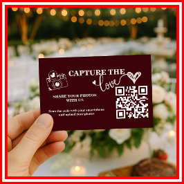 バーガンディー&アイボリーCapture The Love QRコード ウェディング エンクロージャーカード