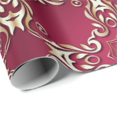 バーガンディー＆ゴールド エレガント ヴィンテージ クラシック ロイヤル ラッピングペーパー (ロールコーナー)