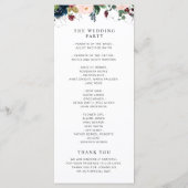 バーガンディー&ネイビーブルー、ブッシュフラワーの結婚式プログラム プログラム (裏面)