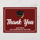 バーガンディー ホワイト 卒業 個人名入り お礼 ポストカード (正面)