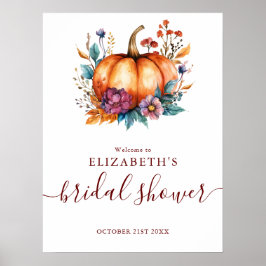 バーガンディー ラスティック パンプキン ブライダル シャワー ウェルカム サイン