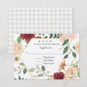 バーガンディー ラスティック ブラッシュ フラワーズ ウォーターカラー クラフト RSVP (正面/裏面)
