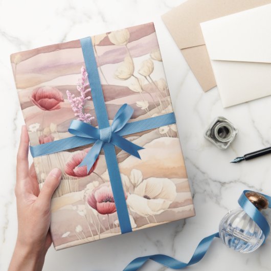 バーガンディー ワインカラー クリーム ブラッシュ フラワー ブライダルシャワー ラッピングペーパー (ギフト)