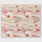 バーガンディー ワインカラー クリーム ブラッシュ フラワー ブライダルシャワー ラッピングペーパー (フラット)