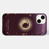 バーガンディー 天金太陽と月と星 Case-Mate iPhoneケース (裏面 (横))
